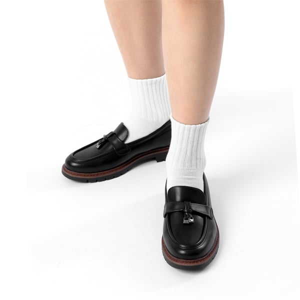 Women’s Classic Retro-Inspired Penny Loafers - BLACK-PU - 7