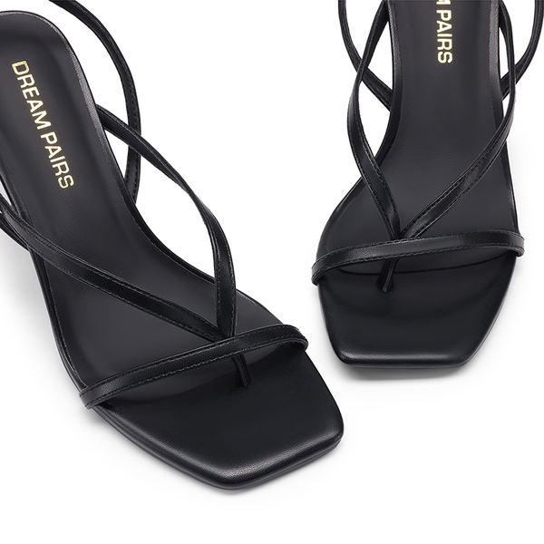 Women’s Chic Strappy Thong Stiletto Sandals - BLACK - 4