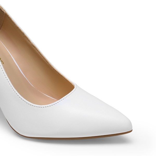 Women’s Classic Chunky Heel Dress Pumps - WHITE - 4