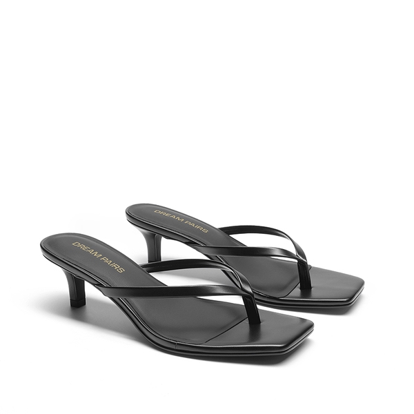 Women’s Kitten Heel Flip Flops - BLACK - 2