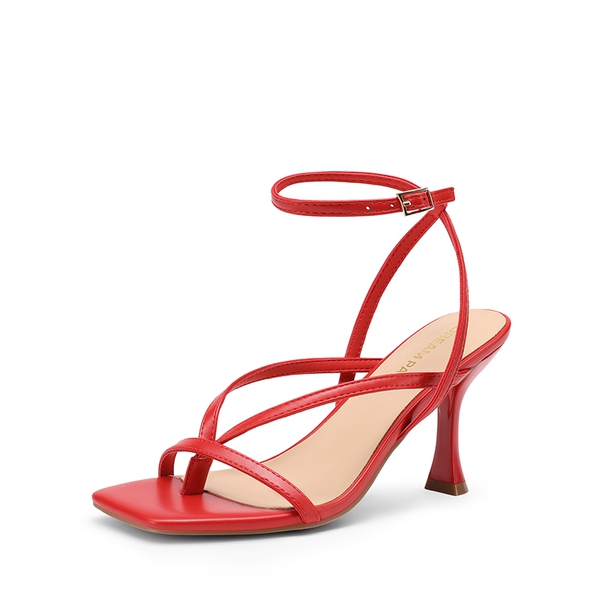 Women’s Chic Strappy Thong Stiletto Sandals - RED -  0