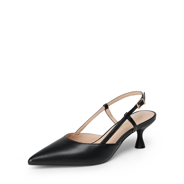 Women’s Streamlined Kitten Heel Slingback Sandals - BLACK -  0