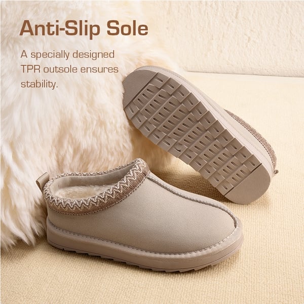 [FuzzyEasy Kid's  Slip-on] Winter Suede Slippers - SAND - 4