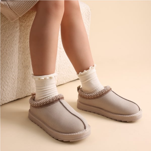 [FuzzyEasy Kid's  Slip-on] Winter Suede Slippers - SAND - 1
