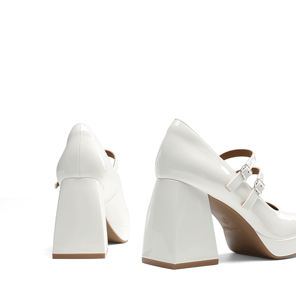Women’s Y2K Double-Strap Chunky Mary Janes - WHITE-PAT - 3