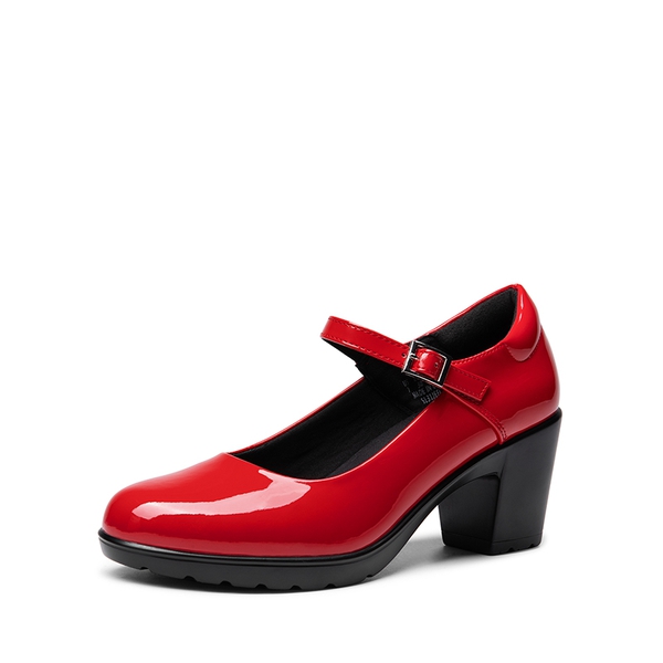 Ascenda Round Toe Mary Jane Pumps - Edenia - RED-PAT -  0