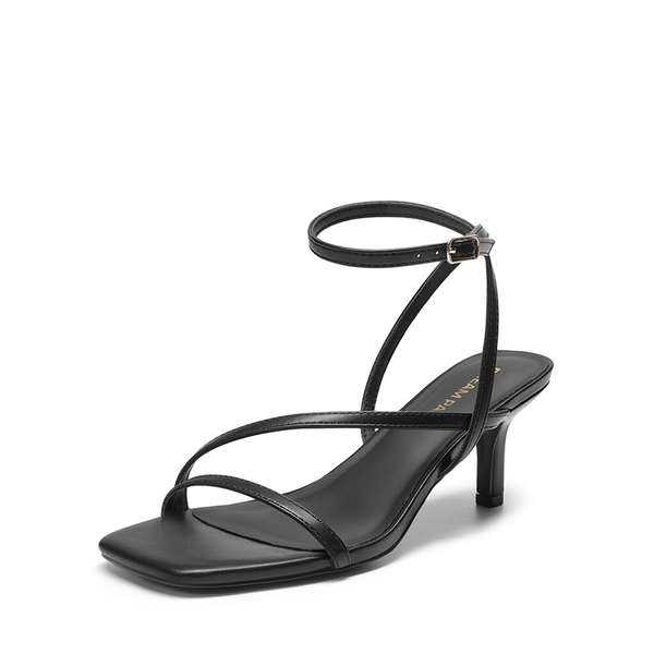 Women’s Strappy Stiletto Heel Sandals - BLACK -  0