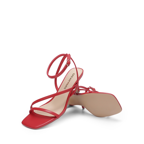 Women’s Strappy Stiletto Heel Sandals - RED - 4