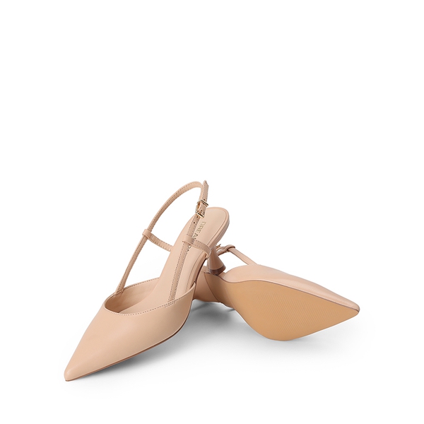 Women’s Streamlined Kitten Heel Slingback Sandals - NUDE - 4