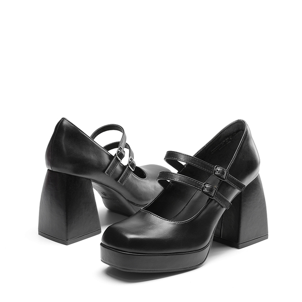 Women’s Y2K Double-Strap Chunky Mary Janes - BLACK-PU - 5