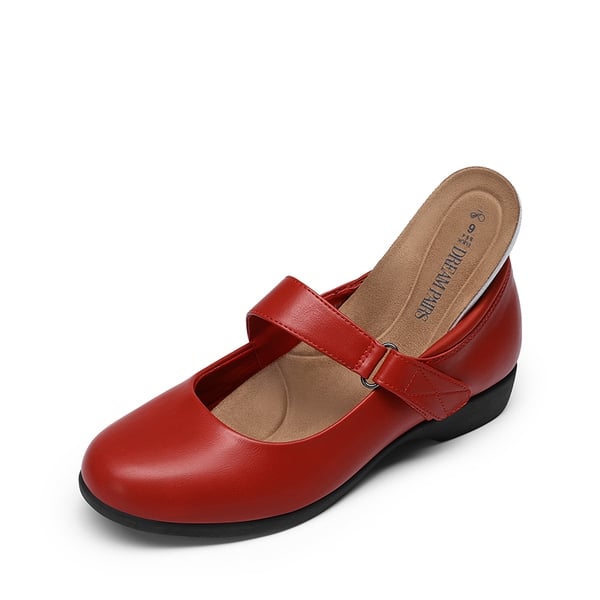 Mary Jane Non-Slip Comfortable Flats - RED - 1
