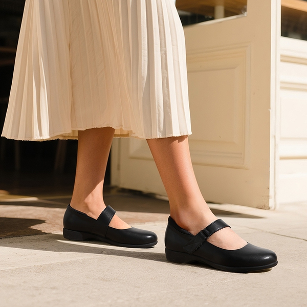 Mary Jane Non-Slip Comfortable Flats - BLACK - 8