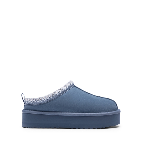[FuzzyEasy Women's Platform Slip-on] Plush Fur-Lined Winter Platform Slippers - DARK BLUE - 1