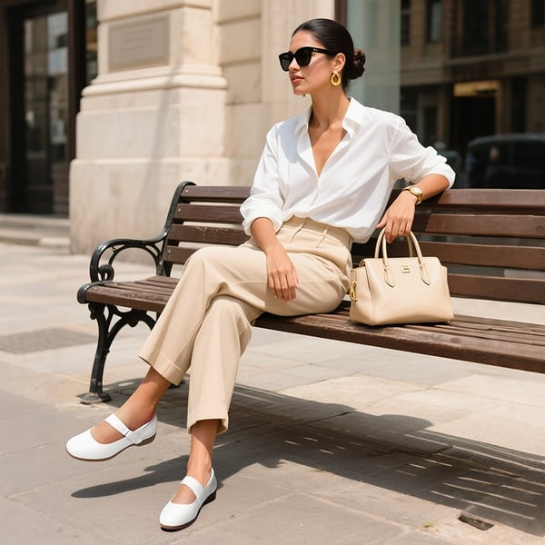 [Euphemia] Mary Jane Non-Slip Comfortable Flats - WHITE - 1