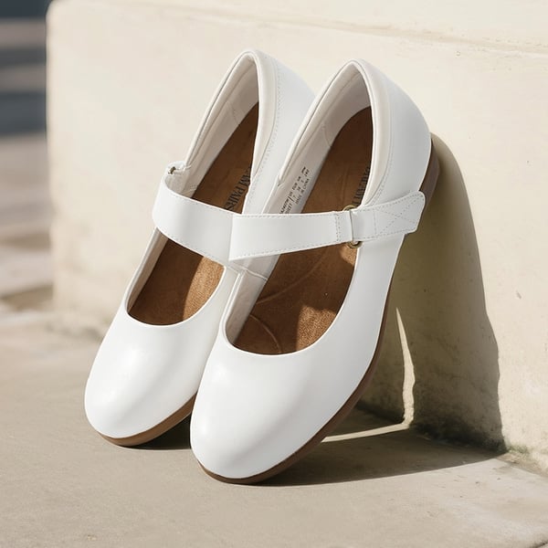 [Euphemia] Mary Jane Non-Slip Comfortable Flats - WHITE - 3