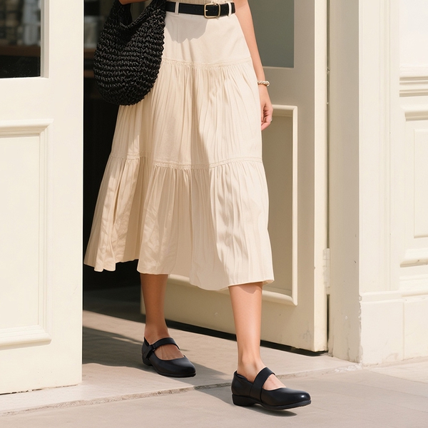 Mary Jane Non-Slip Comfortable Flats - BLACK - 7