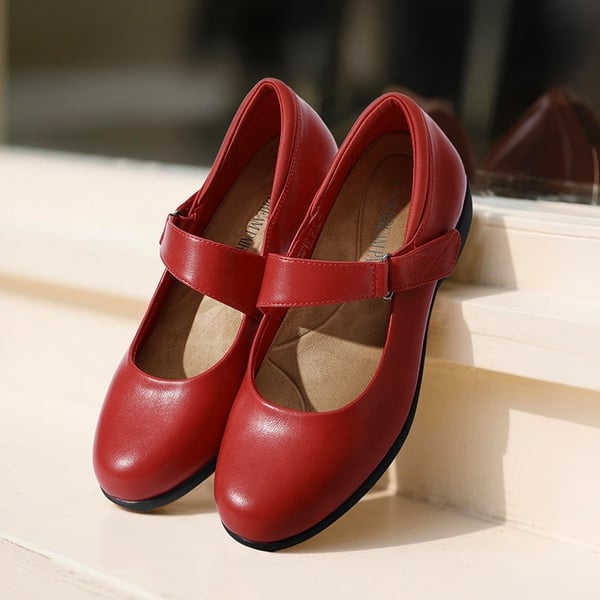 Mary Jane Non-Slip Comfortable Flats - RED - 3