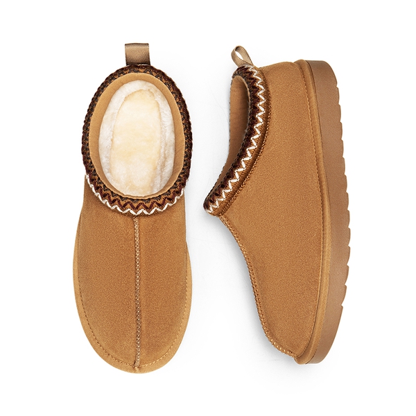 Women’s Wide Toe Fuzzy Cozy Slip-On Slippers - CHESTNUT - 2