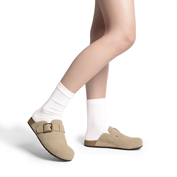 Women’s Adjustable Faux Suede Clogs - APRICOT - 5