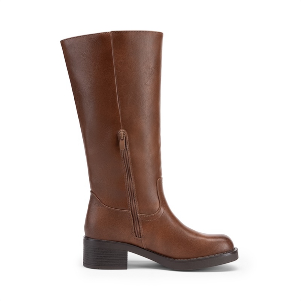 Women’s Square Toe Knee-High Boots - LIGHT BROWN - 4