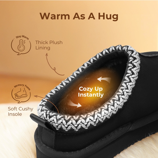 Kids’ Cozy Wide Toe Winter Slippers - BLACK - 1