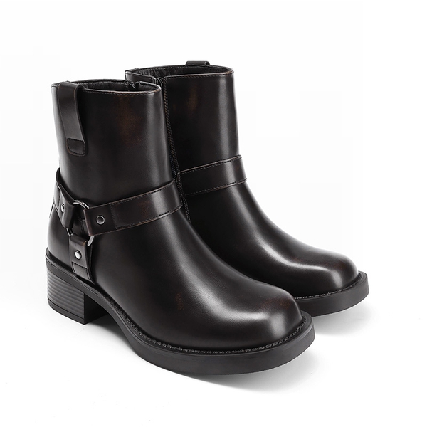 Women’s Rebel-Chic Motorcycle Boots - BLACK/BROWN - 3