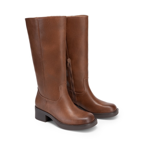 Women’s Square Toe Knee-High Boots - LIGHT BROWN - 5