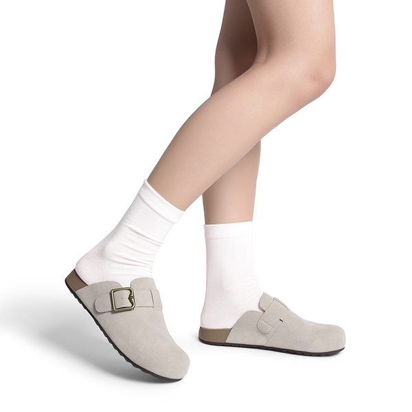 Women’s Adjustable Faux Suede Clogs - GREY - 5