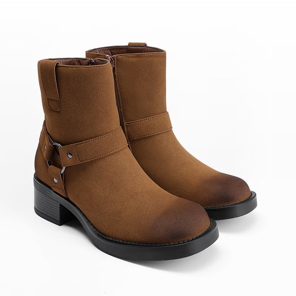 Women’s Rebel-Chic Motorcycle Boots - TAN - 3