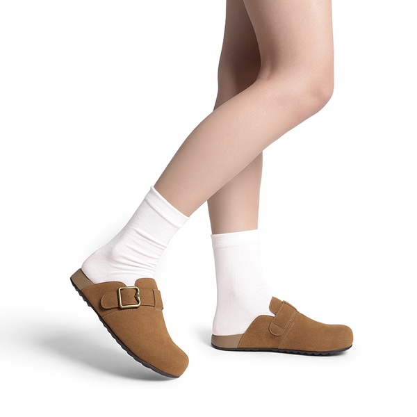 Women’s Adjustable Faux Suede Clogs - BROWN - 5