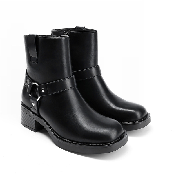 Women’s Rebel-Chic Motorcycle Boots - BLACK - 3