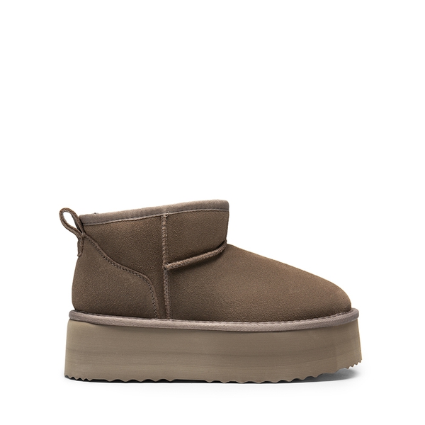 Women’s Wide Toe Platform Mini Snow Boots - TAUPE - 1