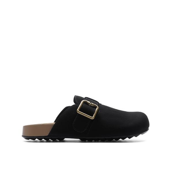 Women’s Adjustable Faux Suede Clogs - BLACK - 1