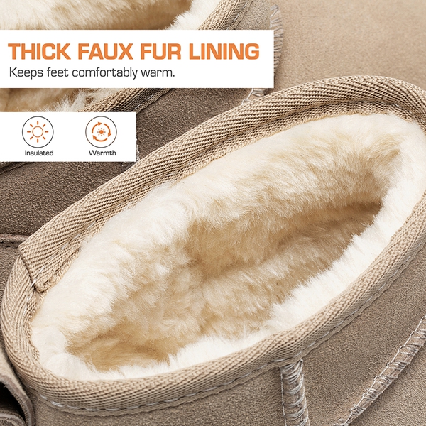 Women’s Classic Wide Toe Faux Fur Snow Boots - SAND - 6