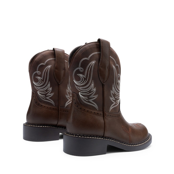 Women’s Slip-On Vintage Western Boots - ALL BROWN - 2