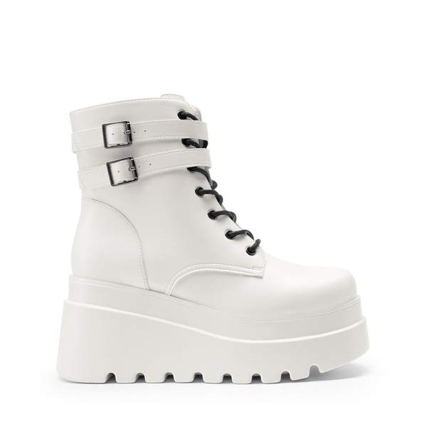 Women’s Chunky Platform Ankle Boots - WHITE - 1