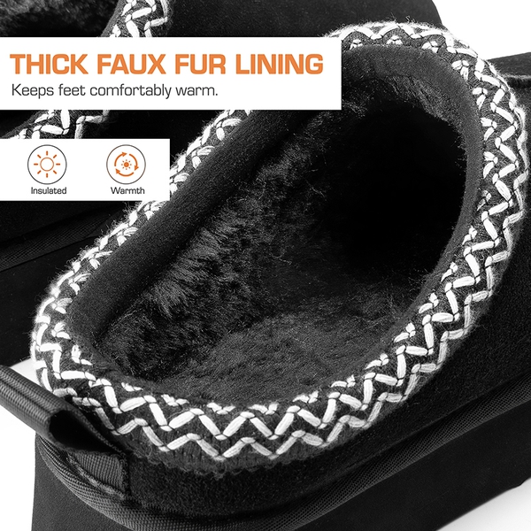 Women’s Suede Wide Toe Platform Slip-On Slippers - BLACK - 5