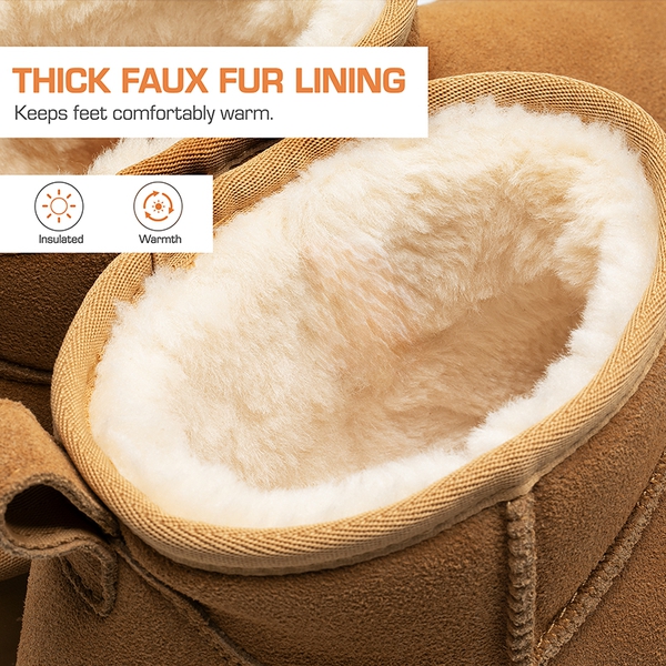 Women’s Wide Toe Platform Mini Snow Boots - CHESTNUT - 5