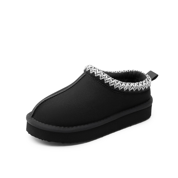Kids’ Cozy Wide Toe Winter Slippers - BLACK -  0