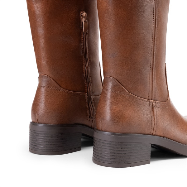 Women’s Square Toe Knee-High Boots - LIGHT BROWN - 7