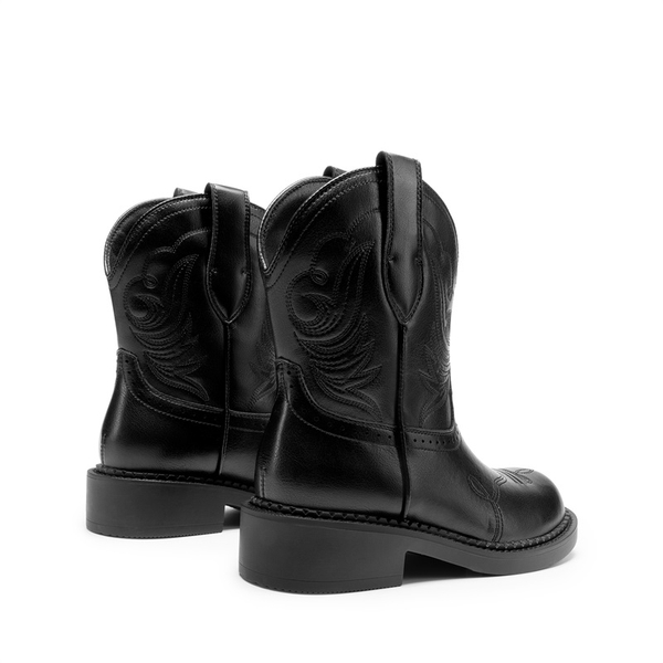 Women’s Slip-On Vintage Western Boots - BLACK - 2