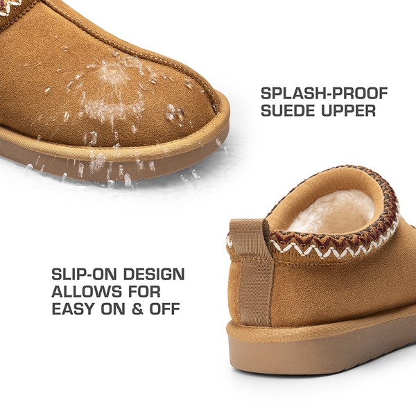 Women’s Wide Toe Fuzzy Cozy Slip-On Slippers - CHESTNUT - 3