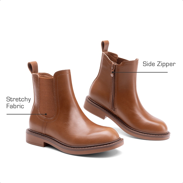 Girls’ Classic Lightweight Non-Slip Ankle Boots - TAN - 4