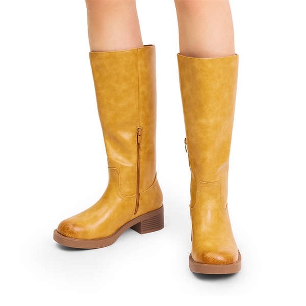 Women’s Square Toe Knee-High Boots - YELLOW - 6