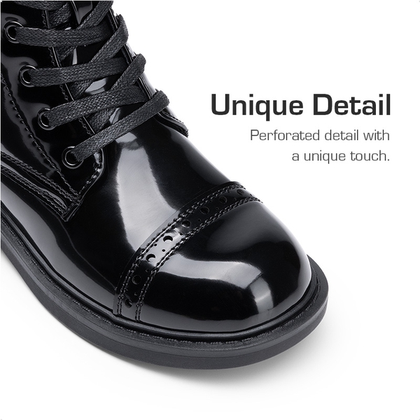 Girls’ Cushioned Side Zipper Perforated Ankle Boots - ALL BLACK - 2