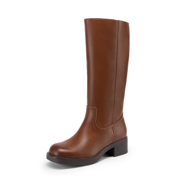 Women’s Square Toe Knee-High Boots - LIGHT BROWN -  0