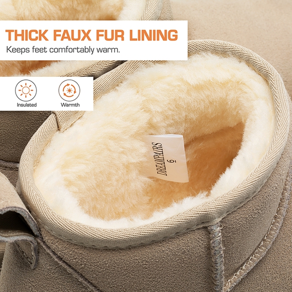 Women’s Wide Toe Platform Mini Snow Boots - SAND - 5