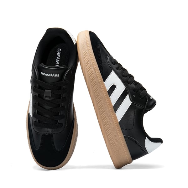 Women’s Retro Casual Walking Sneakers - BLACK - 6