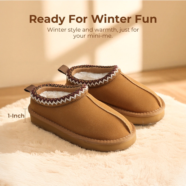 Kids’ Cozy Wide Toe Winter Slippers - CAMEL - 3