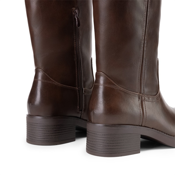 Women’s Square Toe Knee-High Boots - DARK BROWN - 4